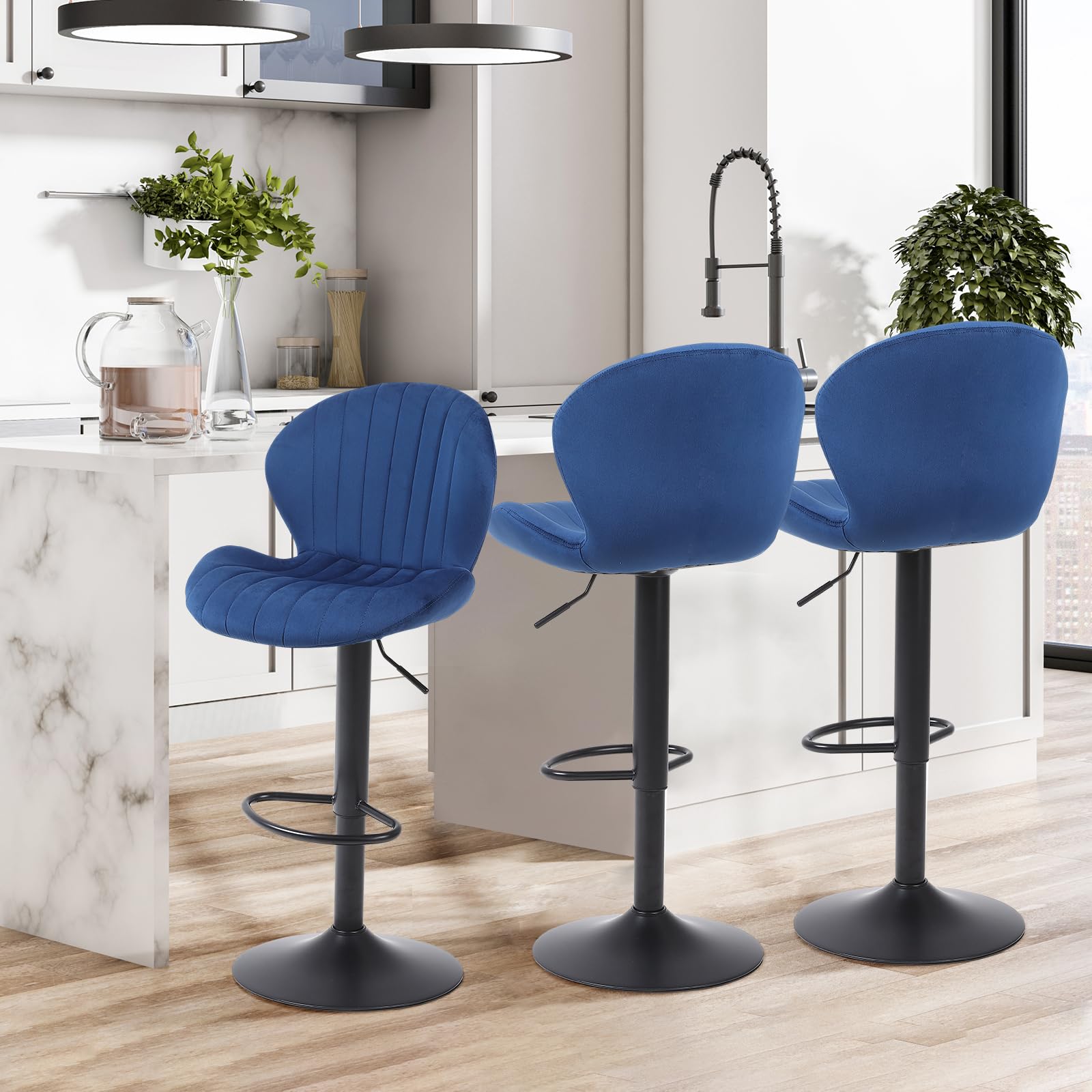 Amazon.com: Youhauchair Modern Bar Stools Set of 3, Velvet Height